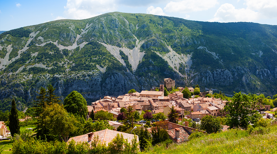 Quaint Mediterranean style village of Gréolières hidden within the mountain pass